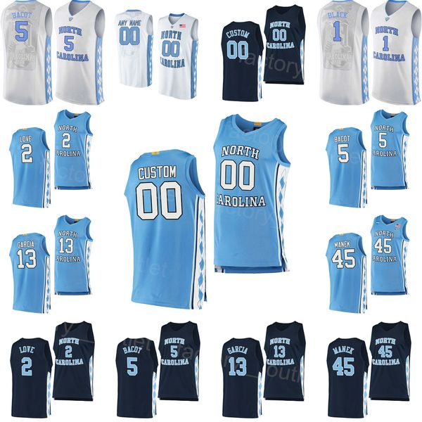 

ncaa basketball north carolina tar heels college 5 armando bacot jersey 2 caleb love 45 brady manek 4 rj davis 13 dawson garcia 1 leaky blac, Black