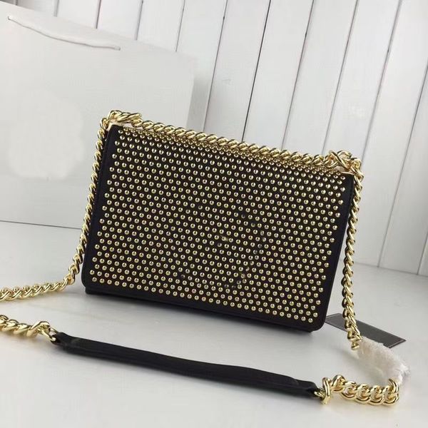 

women's cosmetic bag fashion metal buckle leather chain bags luxury display party accordion bag size 25x18 * 6 5cm