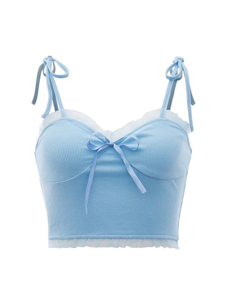 

tie shoulder lettuce trim cami 65gj#, White