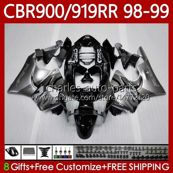 Honda Silvery Siyah CBR919 CBR 900 919 RR CC 98-19 Yıl Vücut 127N011 CBR 919RR 900RR 919CC CBR900 RR CBR919RR 98 99RR CBR919RR 98 900CC CBR900RR 1998 1999 PERSASYONS SICESI