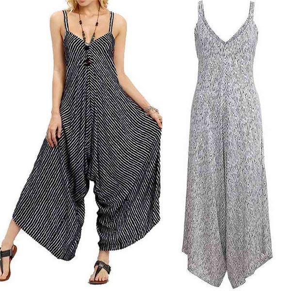 

jumpsuits wide leg spaghetti strap pants summer clothing loose casual women rompers jumpsuit ropa mujer 210326, Black;white