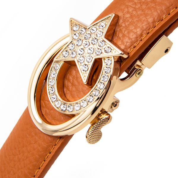 

luxury fashion women belts for leather female belt famous brand designer classic automatic buckle cowhide dress women belts 220509, Black;brown