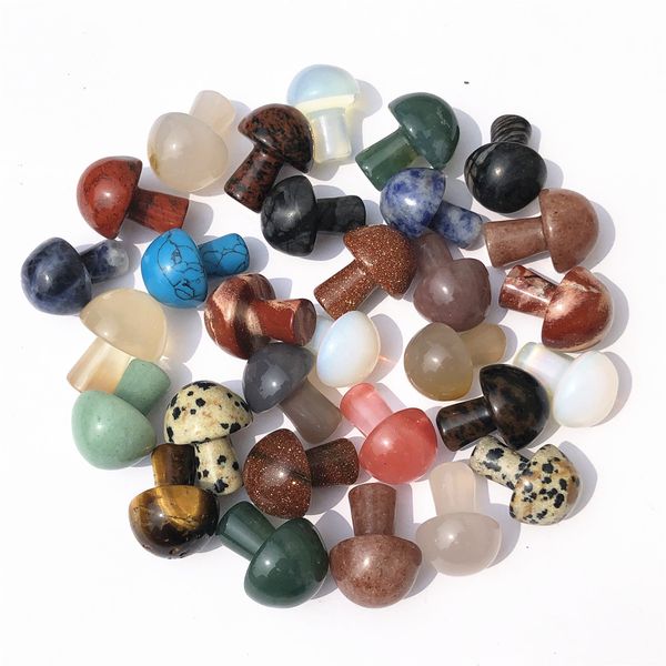 

2cm mushroom reiki healing chakra natural stone ornament quartz mineral crystal tumbled gemstone home decoration jewelry making, Black