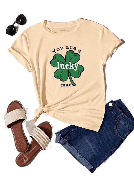 

clover & slogan graphic tee c5ks#, White