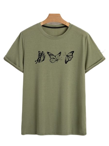 

men butterfly print tee j71m#, White;black