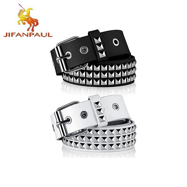 

luxury square bead rivet belt metal pyramid straps men and women punk rock hardware jeans designer female waist belts 220411, Black;brown