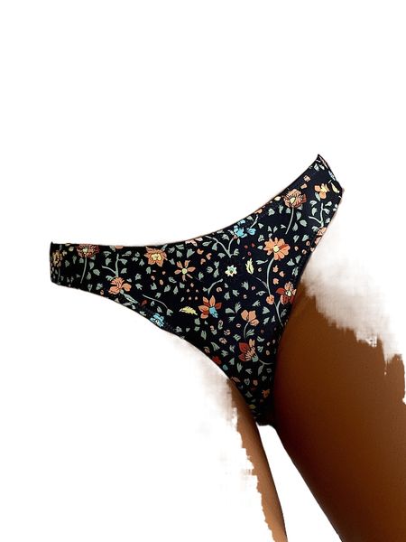 

floral bikini bottom t8rn#, White;black