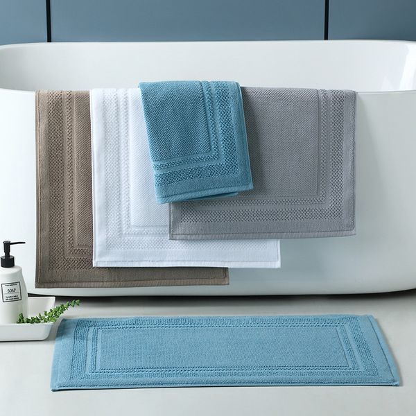 Tapete de chão de banheiro 75*45cm de algodão tapetes de banho hotel absorvente de água lavável na máquina toalhas de banho