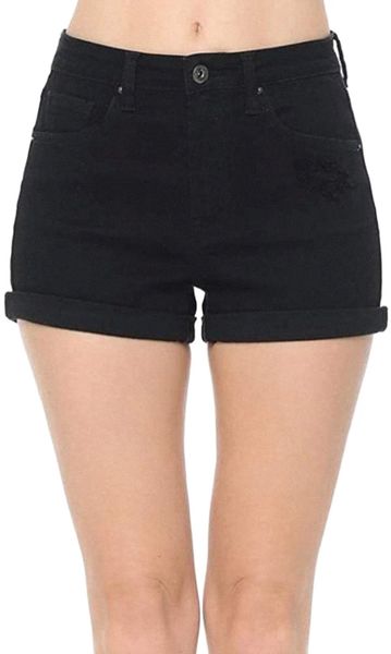 

women's juniors butt i love you high-rise body enhancing push-up ripped denim shorts d5hq#, White;black