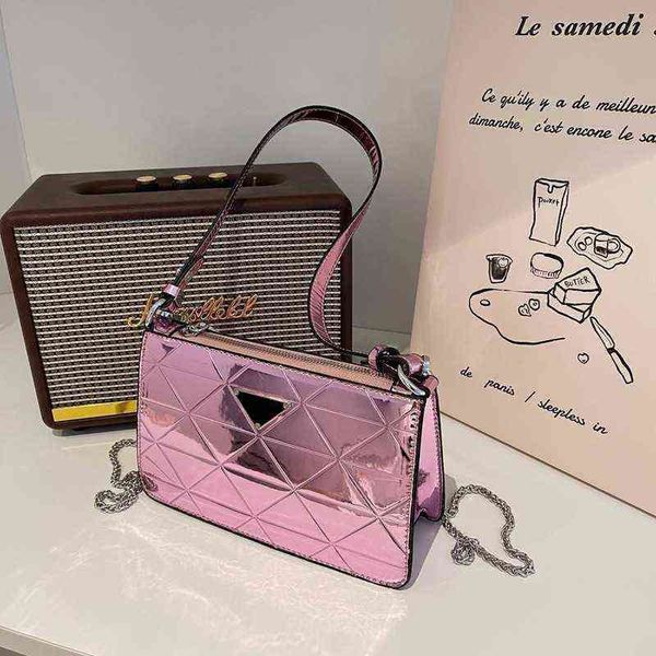 

r women's bag women the chain square mirror laser underarm simple and oblique spanwomen'shigh