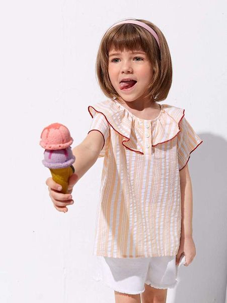 

sheen girls' ruffle detail stitched piping stripe she, White;black