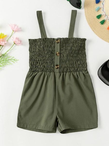 

toddler girls shirred frill trim cami romper she, Blue