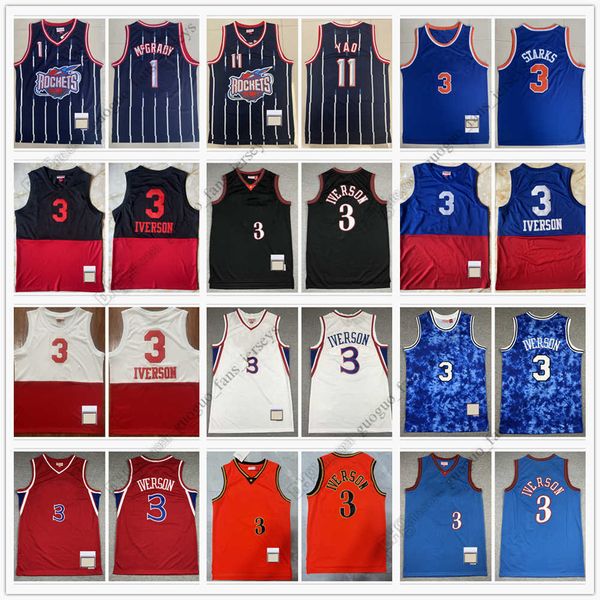 

retro mitchell and ness basketball jerseys 1 tracy francis mcgrady 3 steve 11 yao starks ming john 7 carmelo iverson anthony 3 allen jersey, Black;red