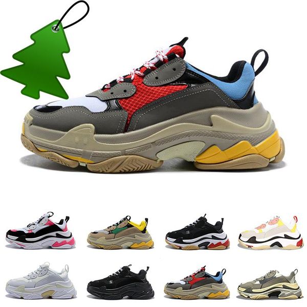 

breathable 17fw triple s casual dad shoes sneakers for mens women black red white green tennis luxury increasing shoe