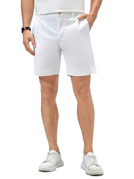 

men slant pockets straight leg shorts without belt m16q#, White;black