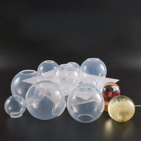 Moldes de bola de resina 3D Moldes de silicone transparente Molfo de 4cm a 10cm Molfo redondo grande para jóias de artes de resina Fazendo sabão de cera de bomba de banho DIY