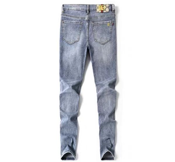 

designer men's jeans high-end embroidery fashion man's casual jeans cotton stretch pants size 28-38 yards, Blue
