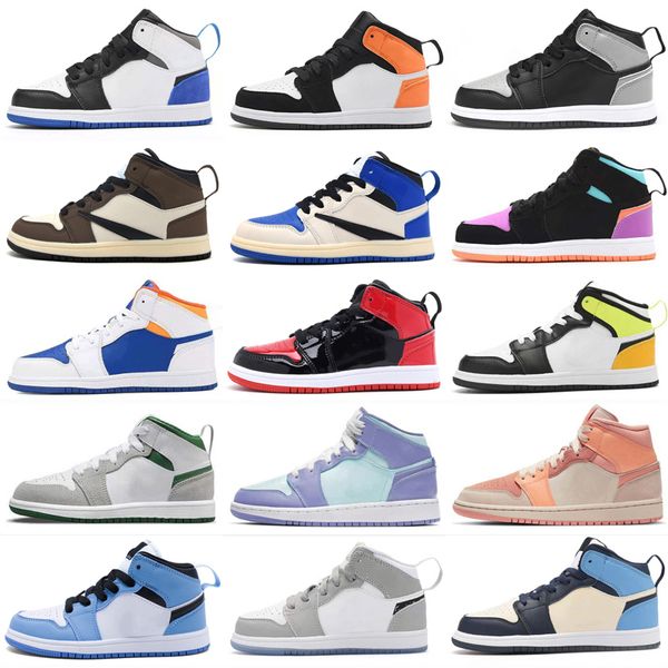 

infants 1s 1 toddler kids basketball shoes pine green game royal scotts obsidian chicago bred sneakers multi-color tie-dye size 26-37