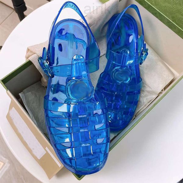 

women sandals luxury designer sandal double g rubber shoes designer platform sandal jelly solid black buckles flat slide no367
