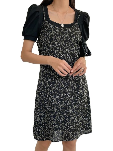 

dazy ditsy floral print cami dress without x8rk#, Black;gray