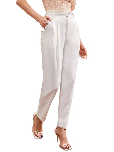 

paperbag waist tailored pants r4bn#, Black;white