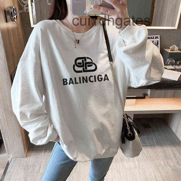 

2022 designer blgc hoodies 2022 autumn new paris long sleeve round neck sweater men's and women's ins trend lo c04t, Black