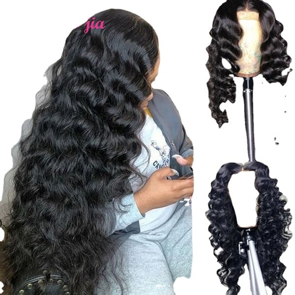 

brazilian hair 4x4 lace closure wig loose deep wave wig human hair wigs lace wig pre-plucked with baby hair remy 180% density, Black