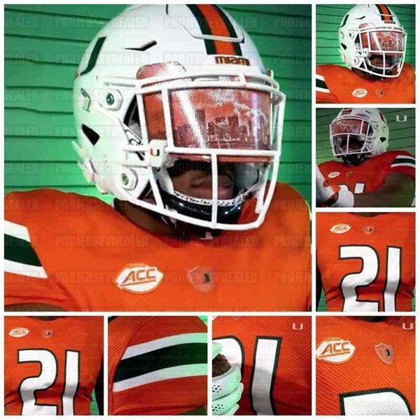 MCEOC202 Miami Hurricanes Futbol Forması 1 D'EQ KING 23 Cam'ron Harris 3 Mike Harley 21 Bubba Bolden 7 Al Blades Jr. Brevin Chaney Wiggins Carter