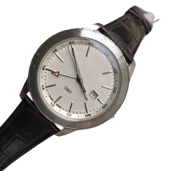 

fashion business men's quartz watch 42mm gold silver black dial 316 leather strap water resistant frozen watch reloj de lujo 2022, Slivery;brown
