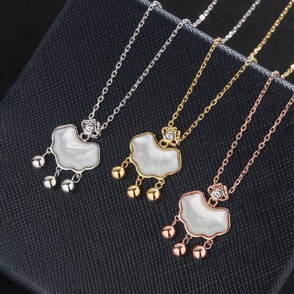 

autumn winter 999 sterling silver safety lock necklace chinese style auspicious ful bell pendant cold wind sweater chain