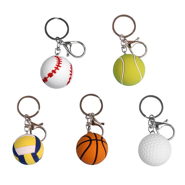 

pvc ball keychain baseball tennis basketball sports keychain pendant luggage decoration key chain gift keyring, Silver
