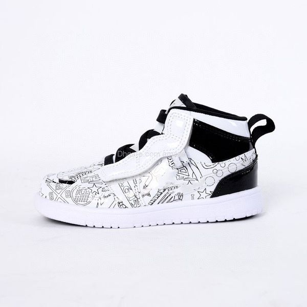 

kids 1 1s mid se diy dc4098-100 toddler boys girls enfant children basket sneakers size us 8c-3y 22-35, Black