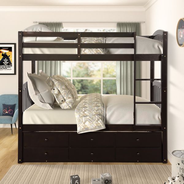 

bedroom furniture twin bunk bed with ladder full railing teen with 3 drawers