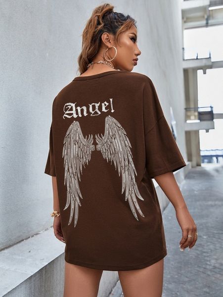 

wings & letter graphic drop shoulder tee j7mg#, White