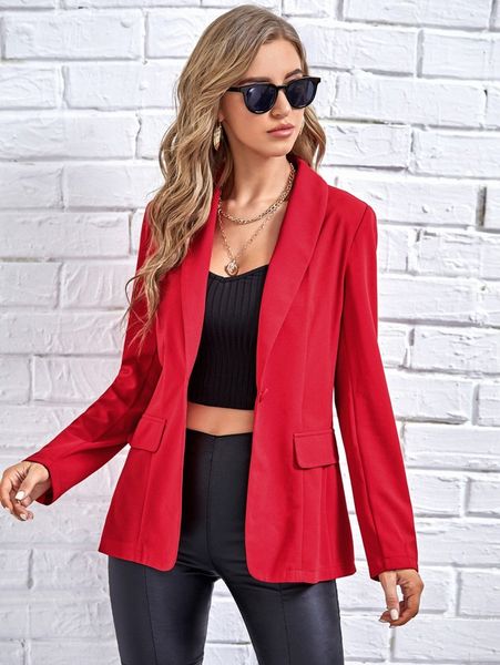 

shawl neck single button blazer p2vv#, White