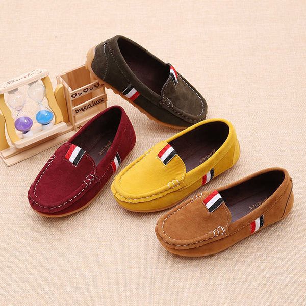 

elling spring autumn kids flock loafers boys girls slip-on soft breathable all sizes 21-36 casual shoes designer classic luxury, Black