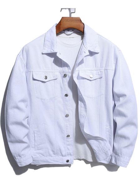 

men flap pocket denim jacket without tee c2oa#, Black;brown