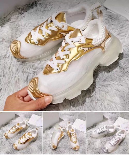 

2022s/s vibe sneakers shoes men women technical mesh silver gold leather outdoor trainers lug sole sports luxury designer footwear, Black