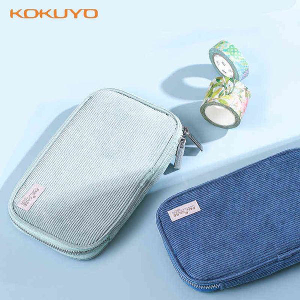 Aprendendo brinquedos Japão Kokuyo Kawaii Casos de lápis Corduroy Style Storage Caixa de caneta Estuches Escolares Bolsa de lápis Bolsa Etui Escola Stationery T220829