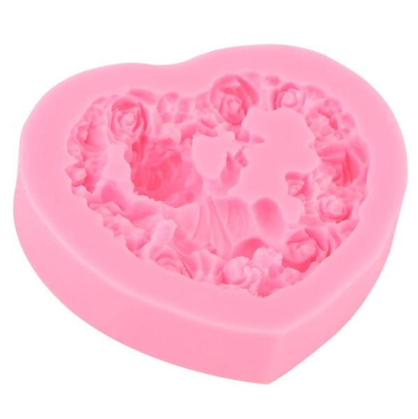 Confezione regalo a forma di cuore angelo fiore cottura cottura al cioccolato sapone stampo in silicone torta regalo regalo regalo