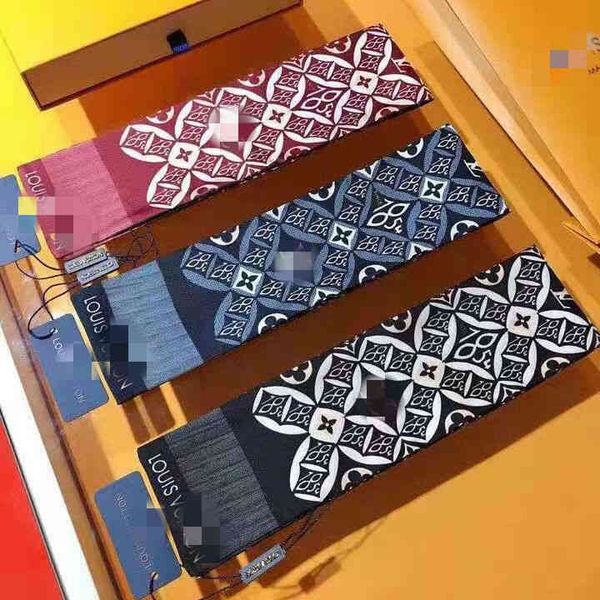 

designer silk head scarf year theme long small silk star same hairband bag handle strap streamer scarf woman mens, Blue;gray