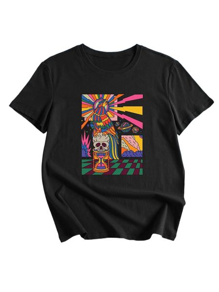 

romwe x summerbluess skull graphic tee x832#, White