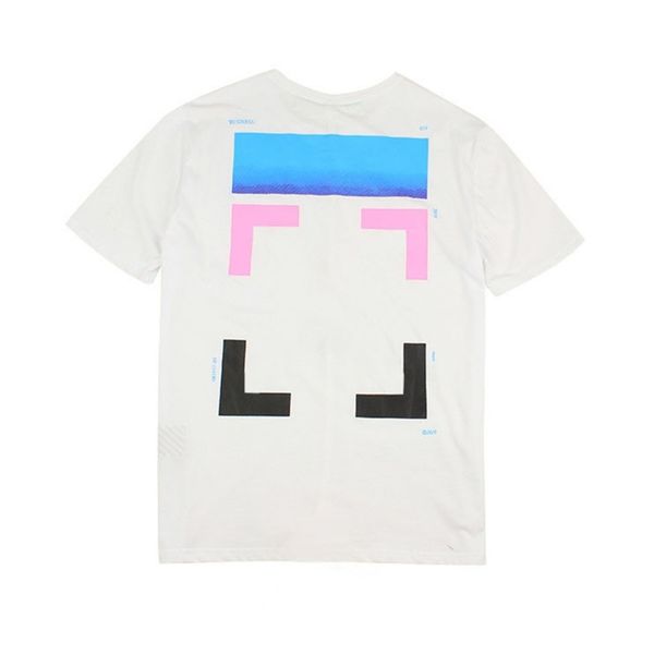 

classic mens designer fashion offs t shirts brand cotton luxury short sleeves tees back rainbow gradient arrow t-shirts women black shirt e, White;black