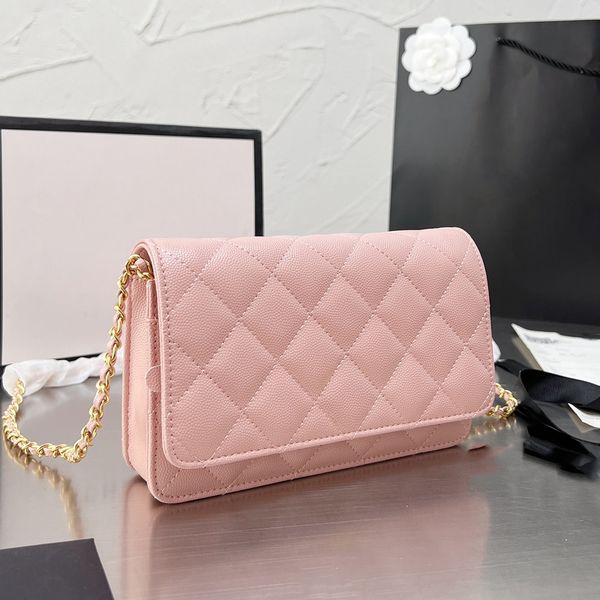 

luxury classic crossbody designer mini fortune bag caviar calf leather quilted plaid weave chain flap shoulder bag outdoor wo wallet premium