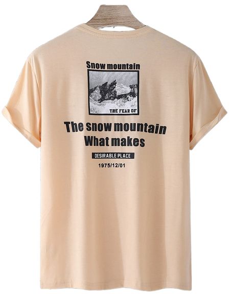 

men mountain & slogan graphic tee q04t#, White;black
