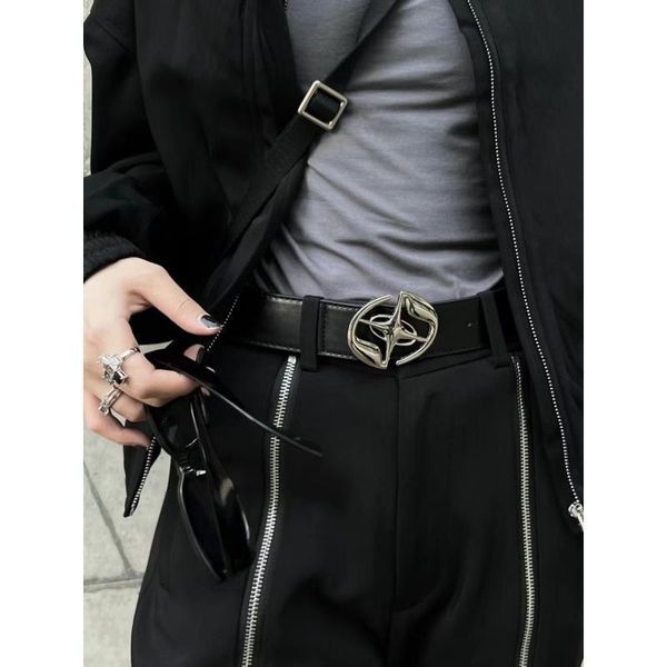

fashion design metal silver buckle belt for men and women 220823, Black;brown
