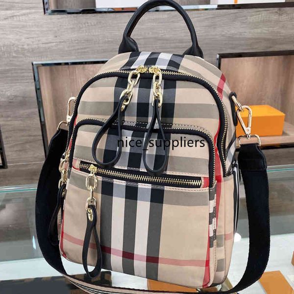 

women backpack shoulder bags handbag classic stripe canvas plaid zipper patchwork color artwork, Red;black