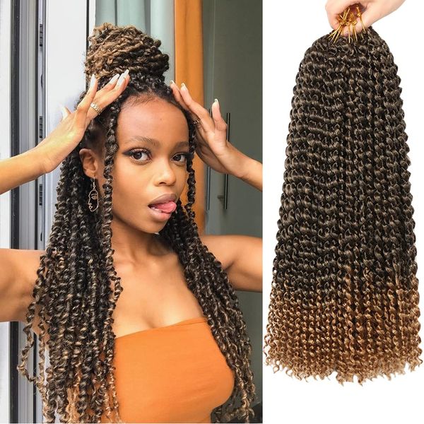 

synthetic passion twist hair 18 inch butterfly locs water wave afro crochet braid extension 80g/pcs spring for black women ls06