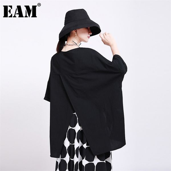 

women black white back slit big sizetshirt round neck threequarter sleeve fashion spring summer 1dd8682 210512