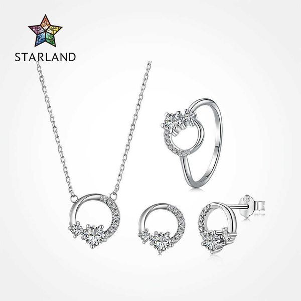 

japan and south korea s925 sterling silver ring necklace earrings light luxury cold wind wedding dress p wedding jewelry set
